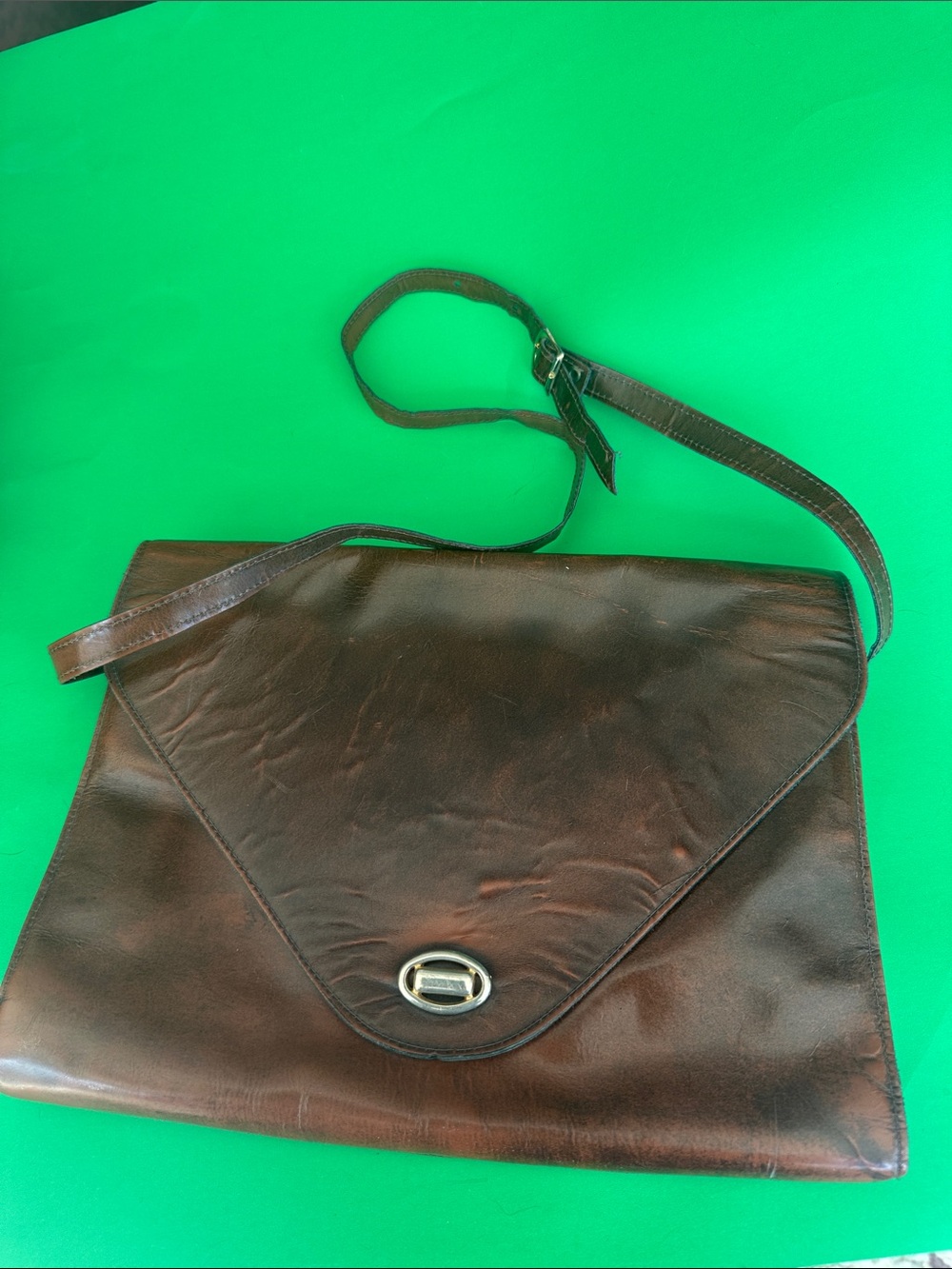 Classic Brown Leather Shoulder Envelope Bag